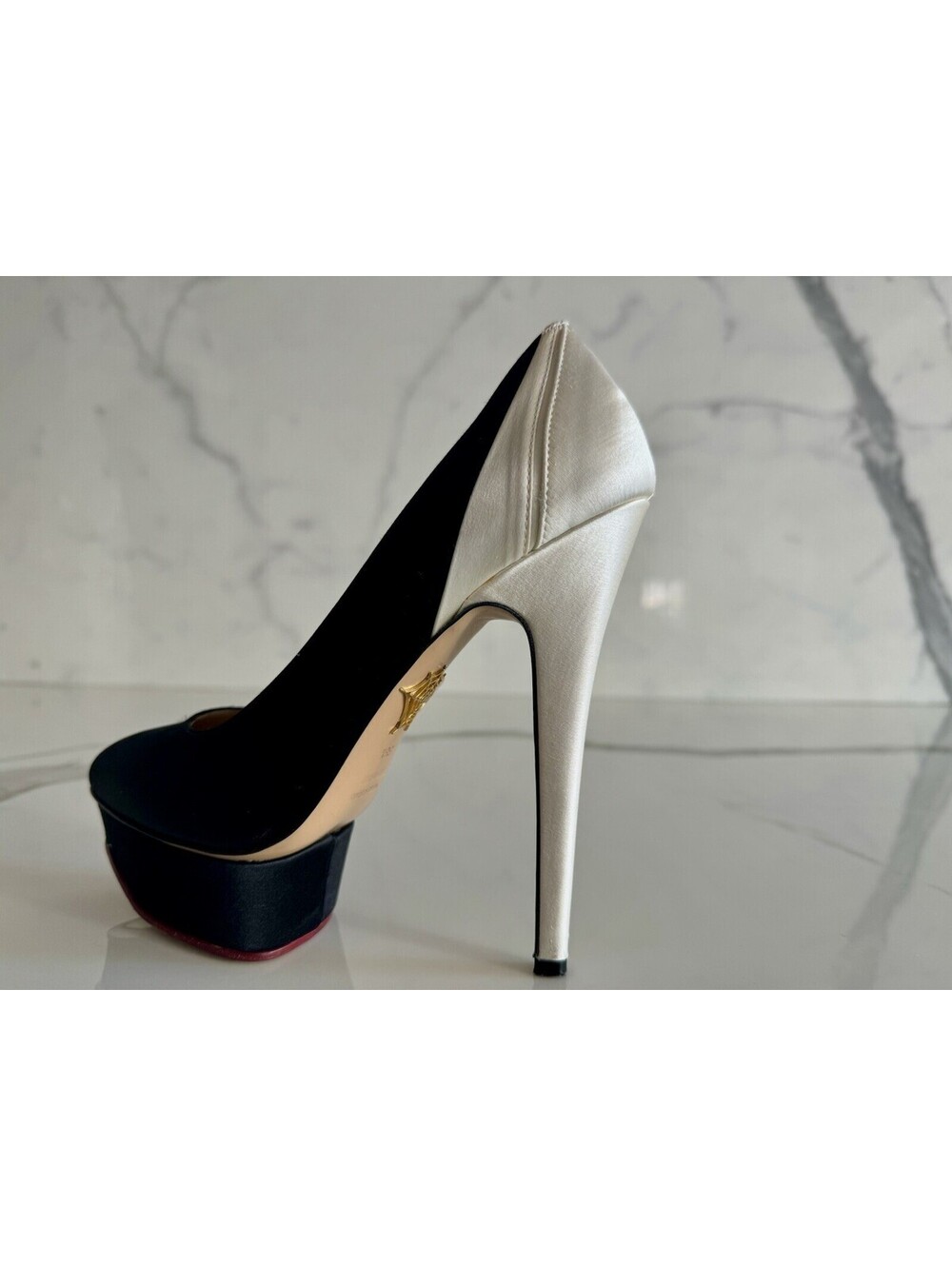 Charlotte Olympia Black And White Masako Platform Pumps Size 38.5 USA